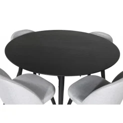 Dipp Rund Spisebordssæt - Sort, Messing og Lysegrå