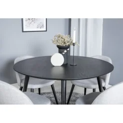 Dipp Rund Spisebordssæt - Sort, Messing og Lysegrå