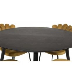 Dipp Rundt Spisebordssæt - Sort og Messing