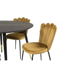 Dipp Rundt Spisebordssæt - Sort og Messing