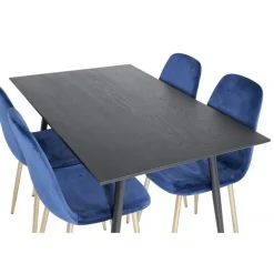 Dipp Rundt Spisebordssæt - Sort, Blå og Messing