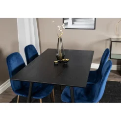 Dipp Rundt Spisebordssæt - Sort, Blå og Messing