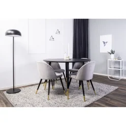 Dipp Rundt Spisebordssæt - Sort, Messing Grå