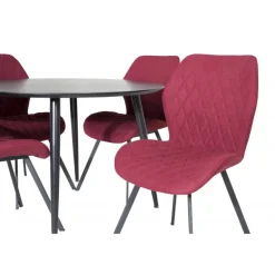 Dipp Rundt Spisebordssæt - Sort og - Rød