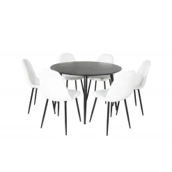 Dipp Rundt Spisebordssæt - Sort og Hvid