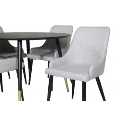 Dipp Rundt Spisebordssæt - Sort, Messing Grå