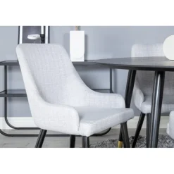 Dipp Rundt Spisebordssæt - Sort, Messing Grå