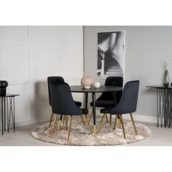 Dipp Rundt Spisebordssæt - Sort og Messing