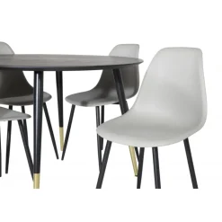 Dipp Rundt Spisebordssæt - Sort, Messing Grå