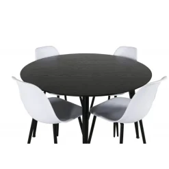 Dipp Rundt Spisebordssæt - Sort og Hvid