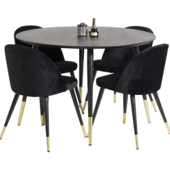 Dipp Rundt Spisebordssæt - Sort og Messing