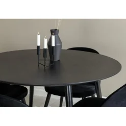 Dipp Rundt Spisebordssæt - Sort og Messing