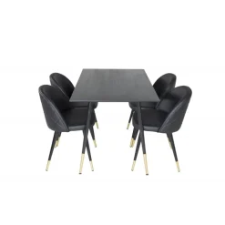 Dipp Rundt Spisebordssæt - Sort og Messing