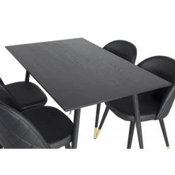 Dipp Rundt Spisebordssæt - Sort og Messing