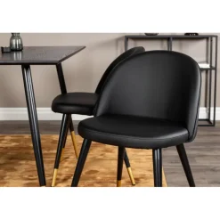 Dipp Rundt Spisebordssæt - Sort og Messing