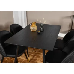 Dipp Rundt Spisebordssæt - Sort og Messing