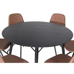 Dipp Rundt Spisebordssæt - Sort og Brun