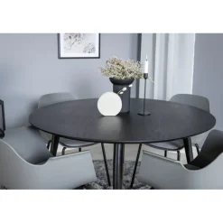 Dipp Rundt Spisebordssæt - Sort, Messing Grå