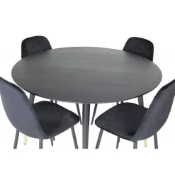 Dipp Rundt Spisebordssæt - Sort og Messing