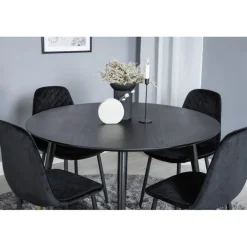 Dipp Rundt Spisebordssæt - Sort og Messing