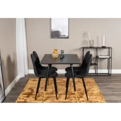 Dipp Rundt Spisebordssæt - Sort og Messing