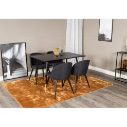 Dipp Rundt Spisebordssæt - Sort og Messing