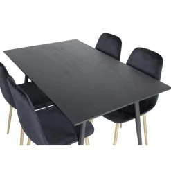 Dipp Rundt Spisebordssæt - Sort og Messing