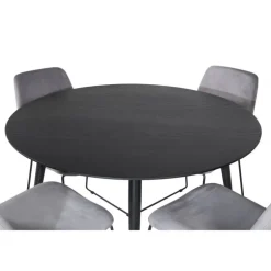 Dipp Rundt Spisebordssæt - Sort, Messing Grå