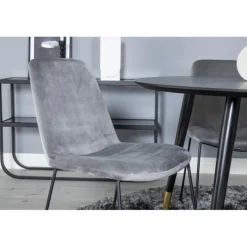 Dipp Rundt Spisebordssæt - Sort, Messing Grå