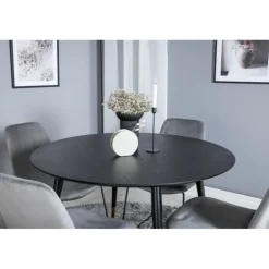 Dipp Rundt Spisebordssæt - Sort, Messing Grå