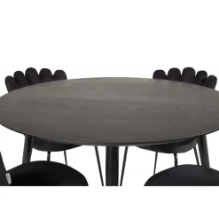 Dipp Rundt Spisebordssæt - Sort og Messing