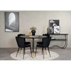 Dipp Rundt Spisebordssæt - Sort og Messing