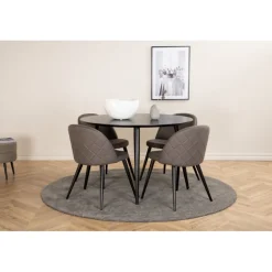 Dipp Rundt Spisebordssæt - Sort og Grå