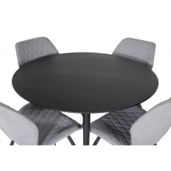 Dipp Rundt Spisebordssæt - Sort, Messing Grå