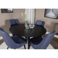 Dipp Rundt Spisebordssæt - Sort og Blå