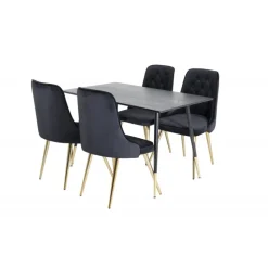 Dipp Rundt Spisebordssæt - Sort og Messing