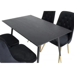 Dipp Rundt Spisebordssæt - Sort og Messing