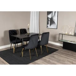 Dipp Rundt Spisebordssæt - Sort og Messing