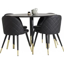 Dipp Rundt Spisebordssæt - Sort og Messing