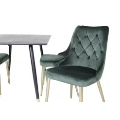 Dipp Rundt Spisebordssæt - Sort, Messing og Grøn