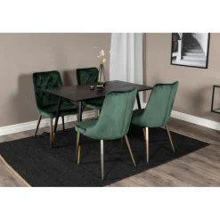 Dipp Rundt Spisebordssæt - Sort, Messing og Grøn