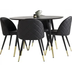 Dipp Rundt Spisebordssæt - Sort og Messing