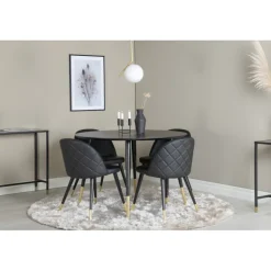 Dipp Rundt Spisebordssæt - Sort og Messing