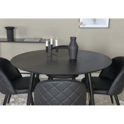 Dipp Rundt Spisebordssæt - Sort og Messing