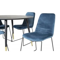 Dipp Rundt Spisebordssæt - Sort, Blå og Messing