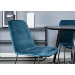 Dipp Rundt Spisebordssæt - Sort, Blå og Messing