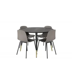 Dipp Rundt Spisebordssæt - Sort, Messing og Grøn