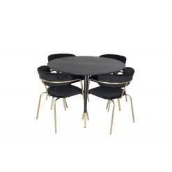 Dipp Rundt Spisebordssæt - Sort og Messing