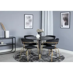 Dipp Rundt Spisebordssæt - Sort og Messing