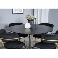 Dipp Rundt Spisebordssæt - Sort og Messing